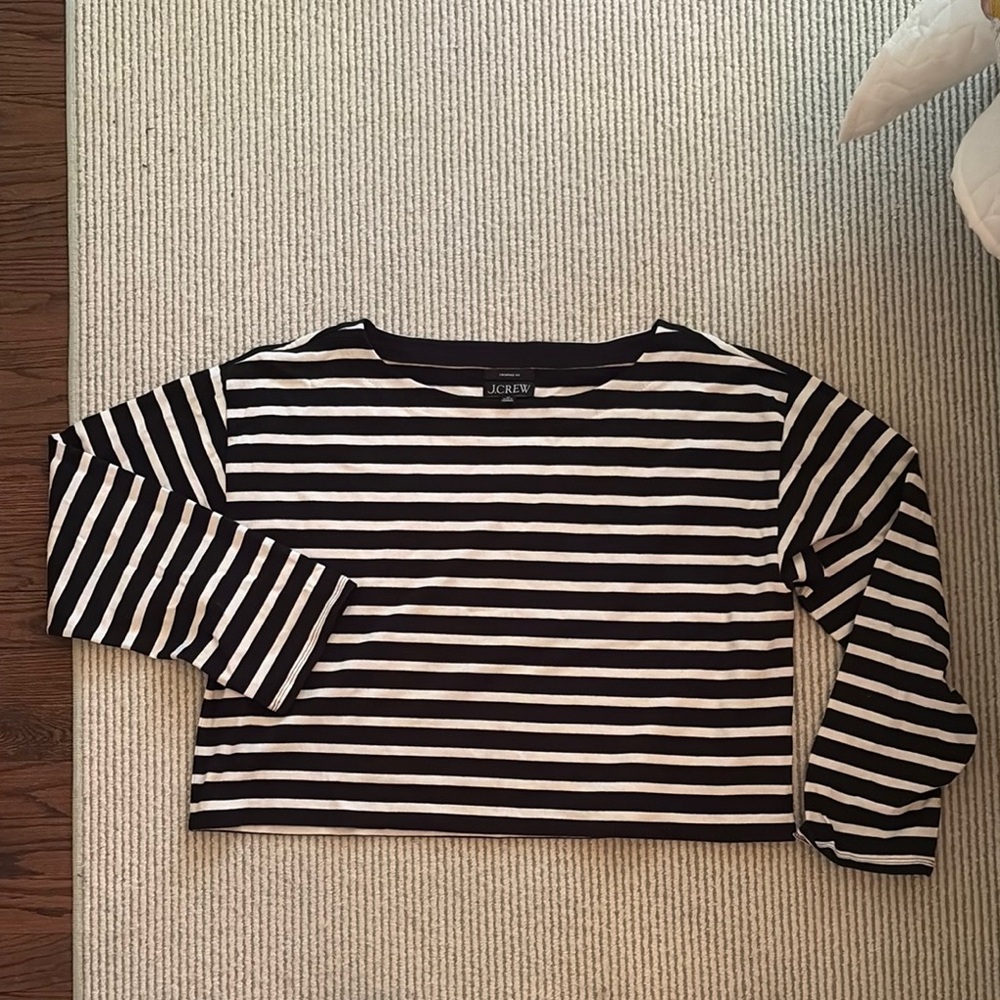J. Crew Striped Black and White Top